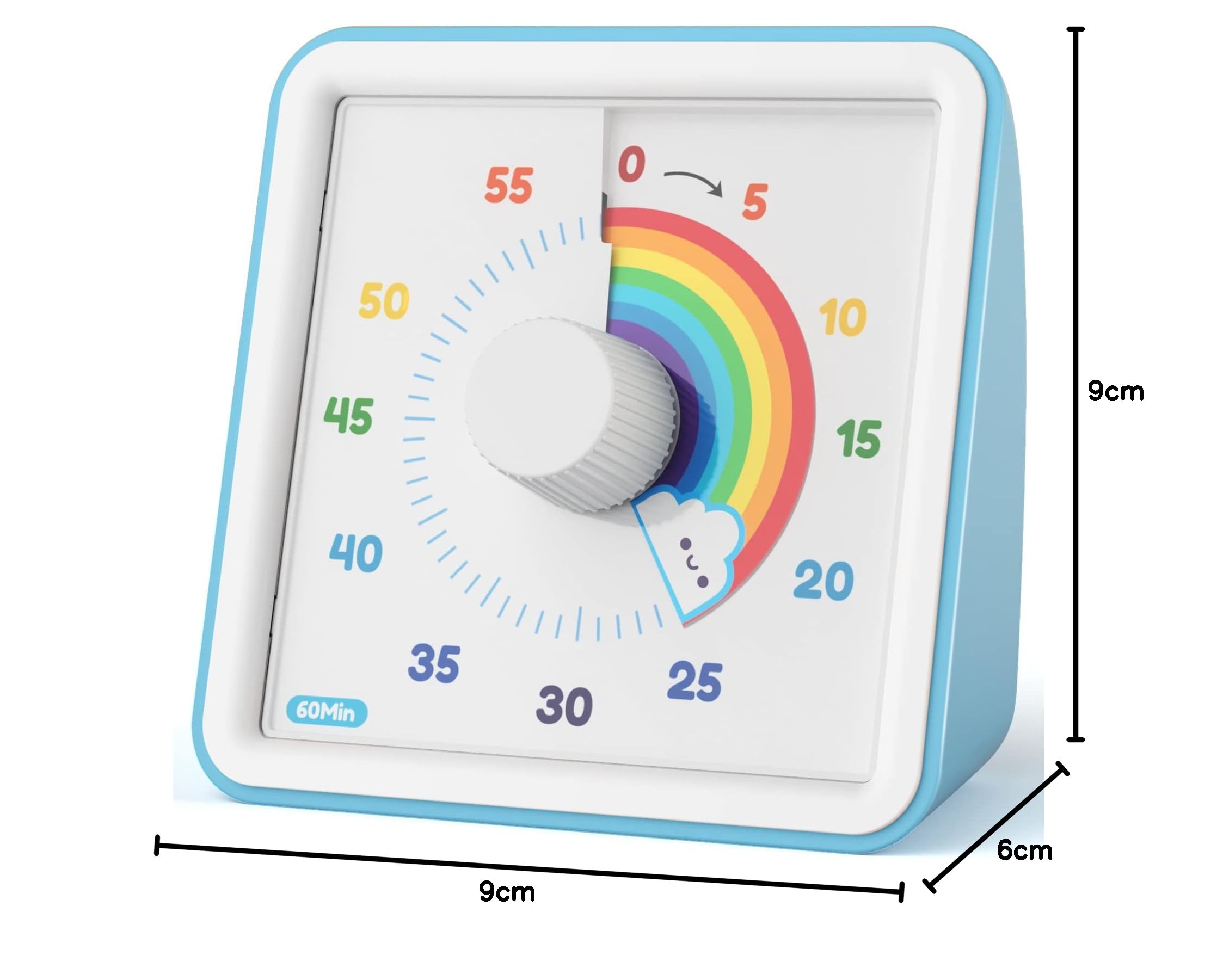 LIORQUE Minuteur Visuel Timer Enfant, 60 Minutes Chronometre Enfant et Compte à Rebours pour Enfants et Adultes, Silencieux Outil de Gestion du Temps pour Cuisine, Salle de Classe, Réunions (Bleu)