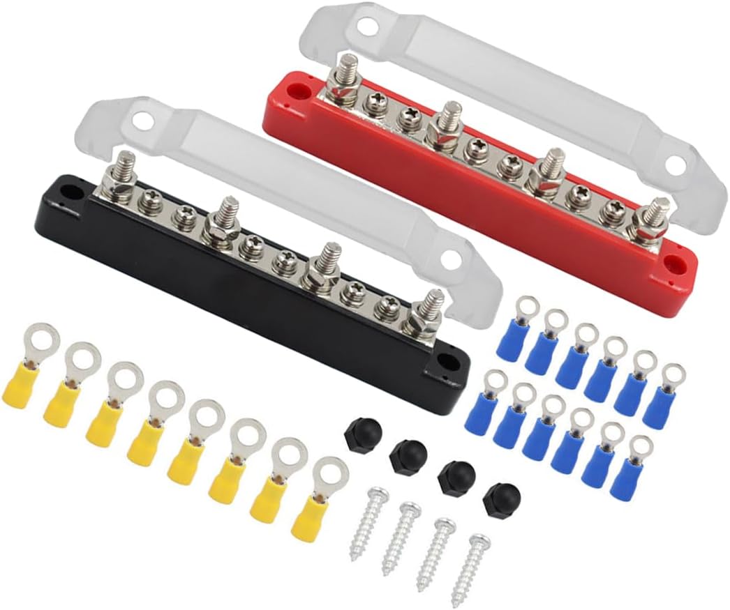 10 Way Red & Black Car Boat Marine Power Distribution Terminal Block Bus Bar - Style B