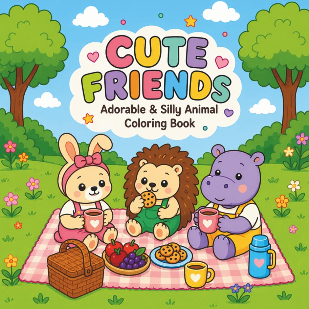 Cute Friends. Adorable & Silly Animal Coloring Book: Fun and Easy Coloring Pages with Cute Animals, Playful Scenes and Relaxing Designs for Creativity, Imagination and Endless Fun