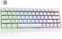 Dierya Teclado Mecánico Gamer Inalámbrico 60% DK63 con Bluetooth/2.4G/Type-C,Red Switch Gaming Mechanical RGB Keyboard,Teclado Ultra-Compacto 68 Teclas para PC/Win/Mac,QWERTY,Blanco