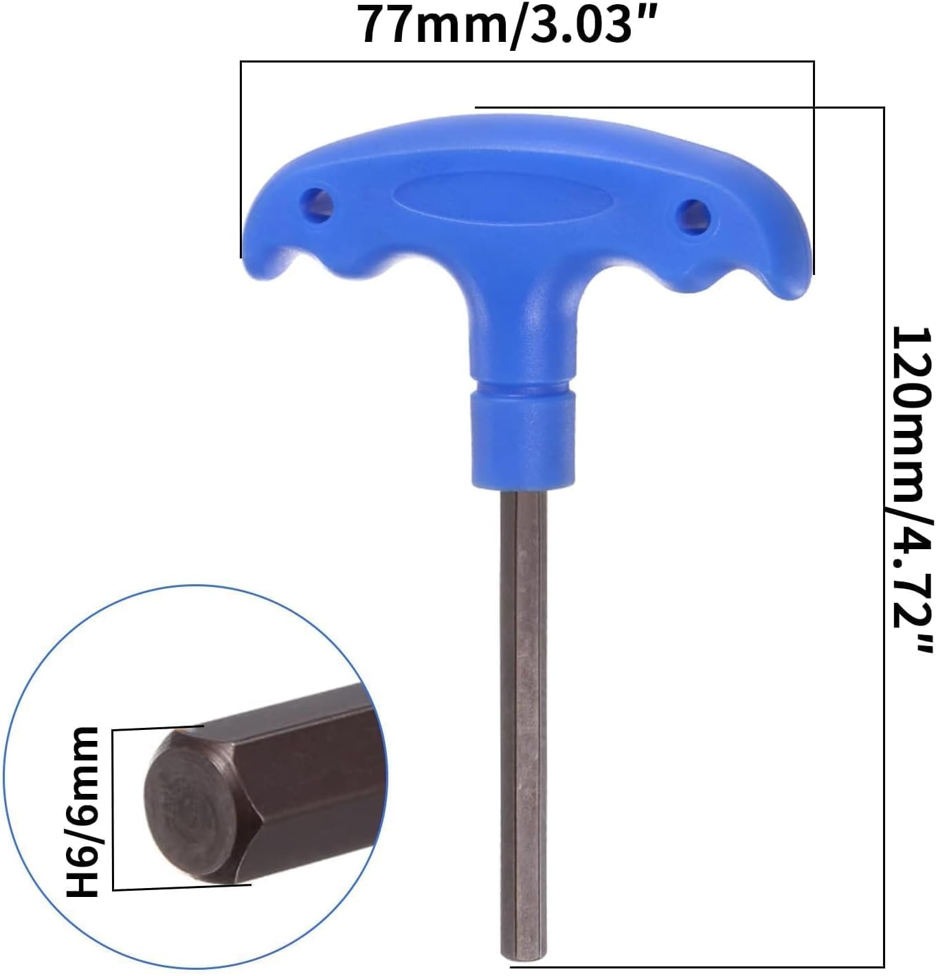 HARY H6 T-Handle Hex Key Wrench, Sourcing Map Allen Key Spanner, 6mm S2 Steel T-Key Inner Hexagon Repair Tool
