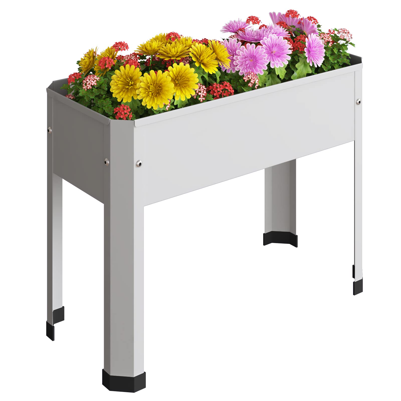 Raised Garden Bed with Detachable Legs Elevated Metal Planter Box for Growing Fresh Herbs Vegetables Flowers Succulents&Other Plants for Outdoor Backyard Patio Deck Balcony White S