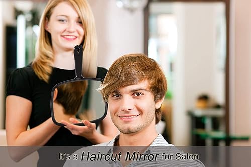 Miniatura 4 de PROTECLE Espejo de mano, 10.3 pulgadas de largo x 7.4 pulgadas de ancho, espejo de mano para peluquería de peluquería con asa, cuadrado negro