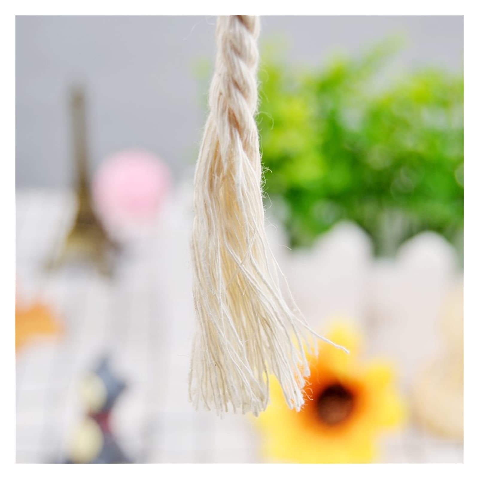 Cuerda de macramé Cordón de macramé Trenzado algodón (1-10 mm), Color Beige y Blanco(8mmx50m)