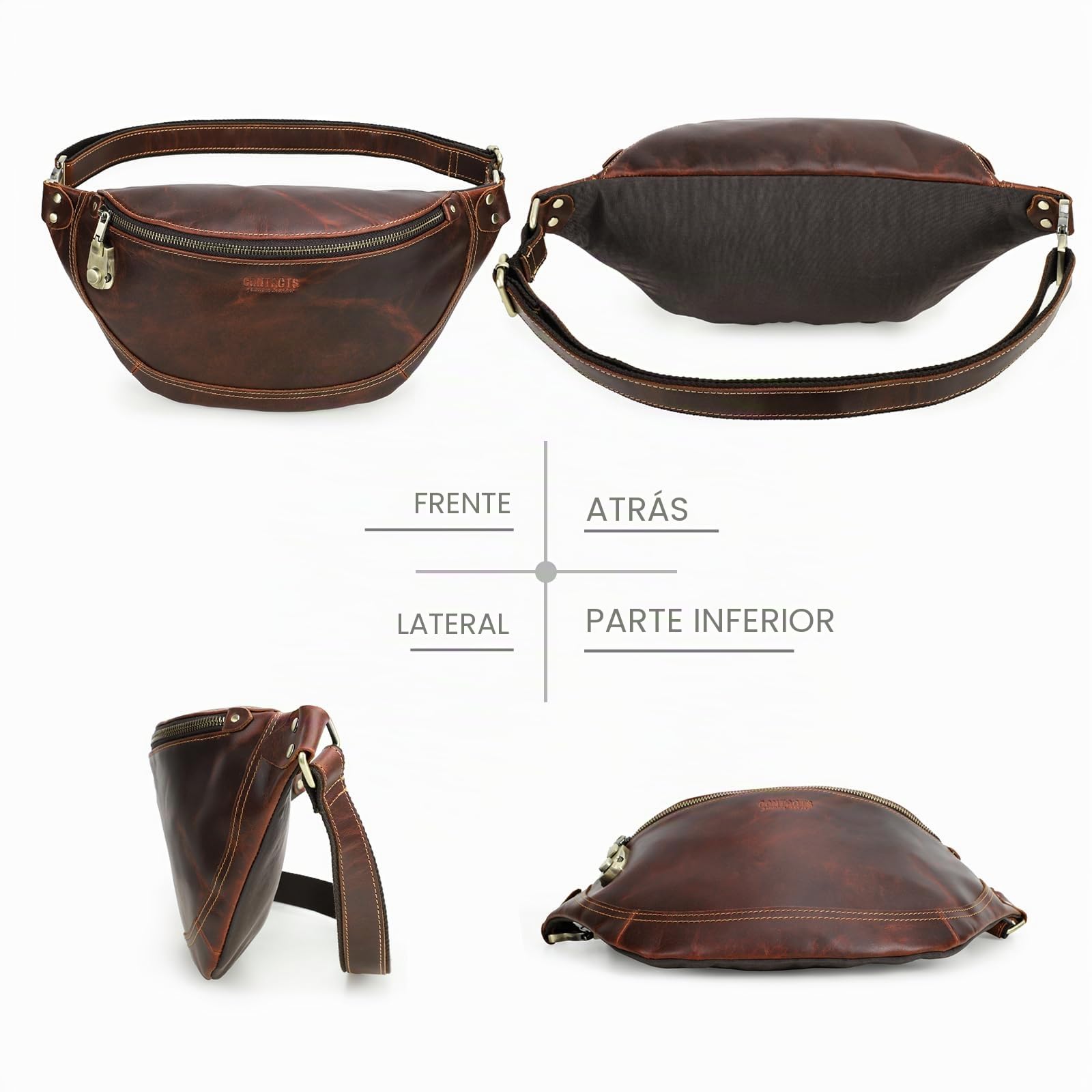 Contacts Bolso bandolera de piel auténtica para hombre, bolso cruzado pequeño para hombre, casual, riñonera, para ciclismo, senderismo, viajes, Coffee3.0, 30 cm x 9 cm x 17 cm