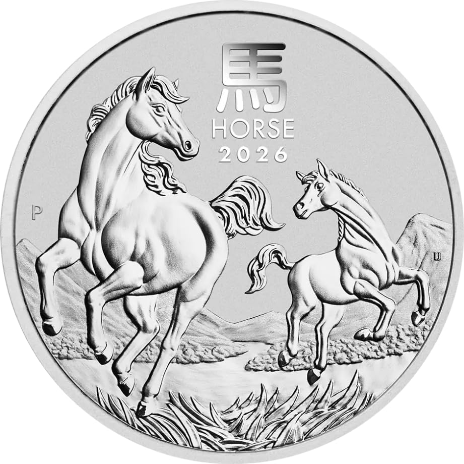 Generisch Lunar III Pferd 2026 1/2 Unze Silbermünze, 15,56 g, 999,9/1000 Feinsilber, gekapselt
