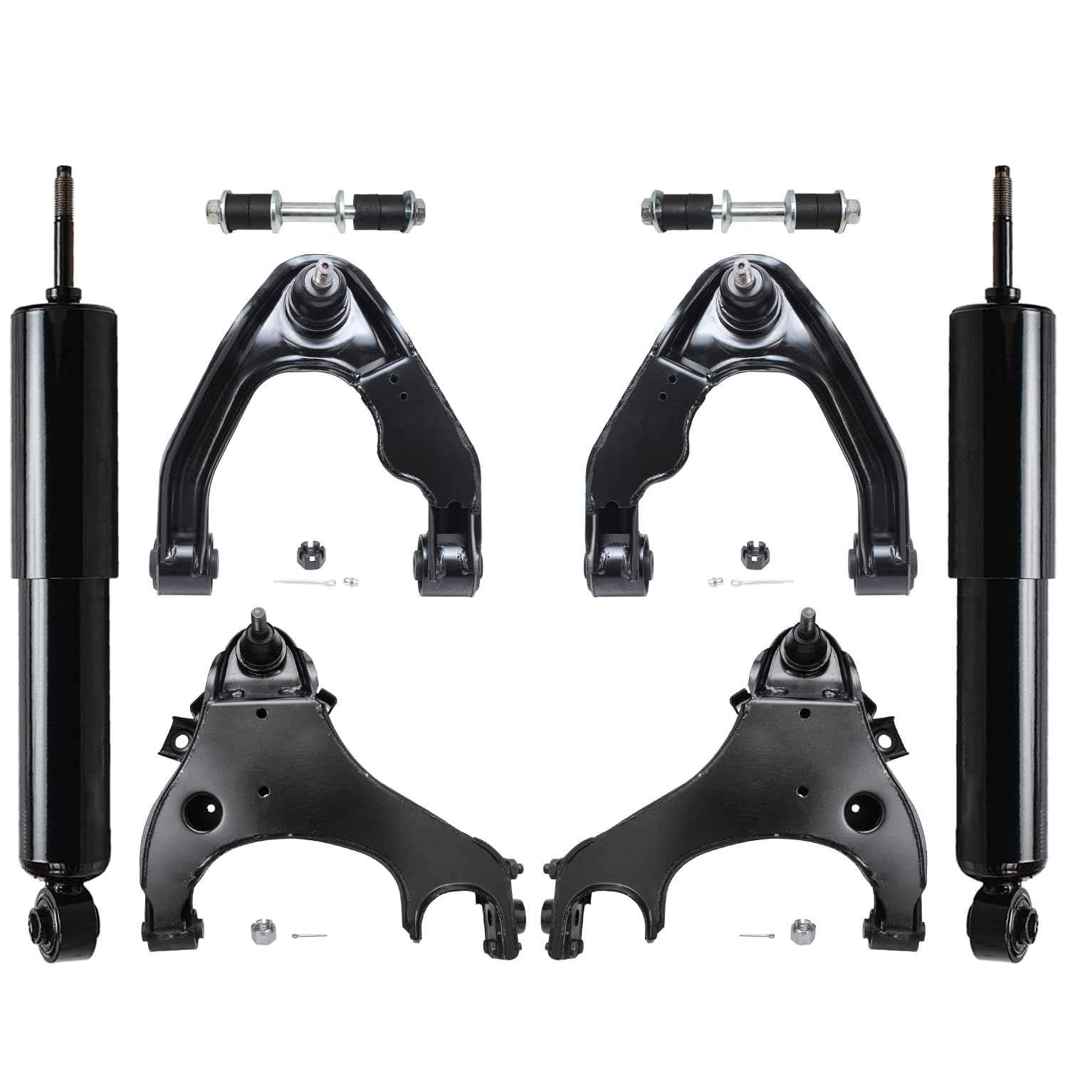 Detroit Axle - 8PC Front Shock Absorber and Control Arm Suspension Kit