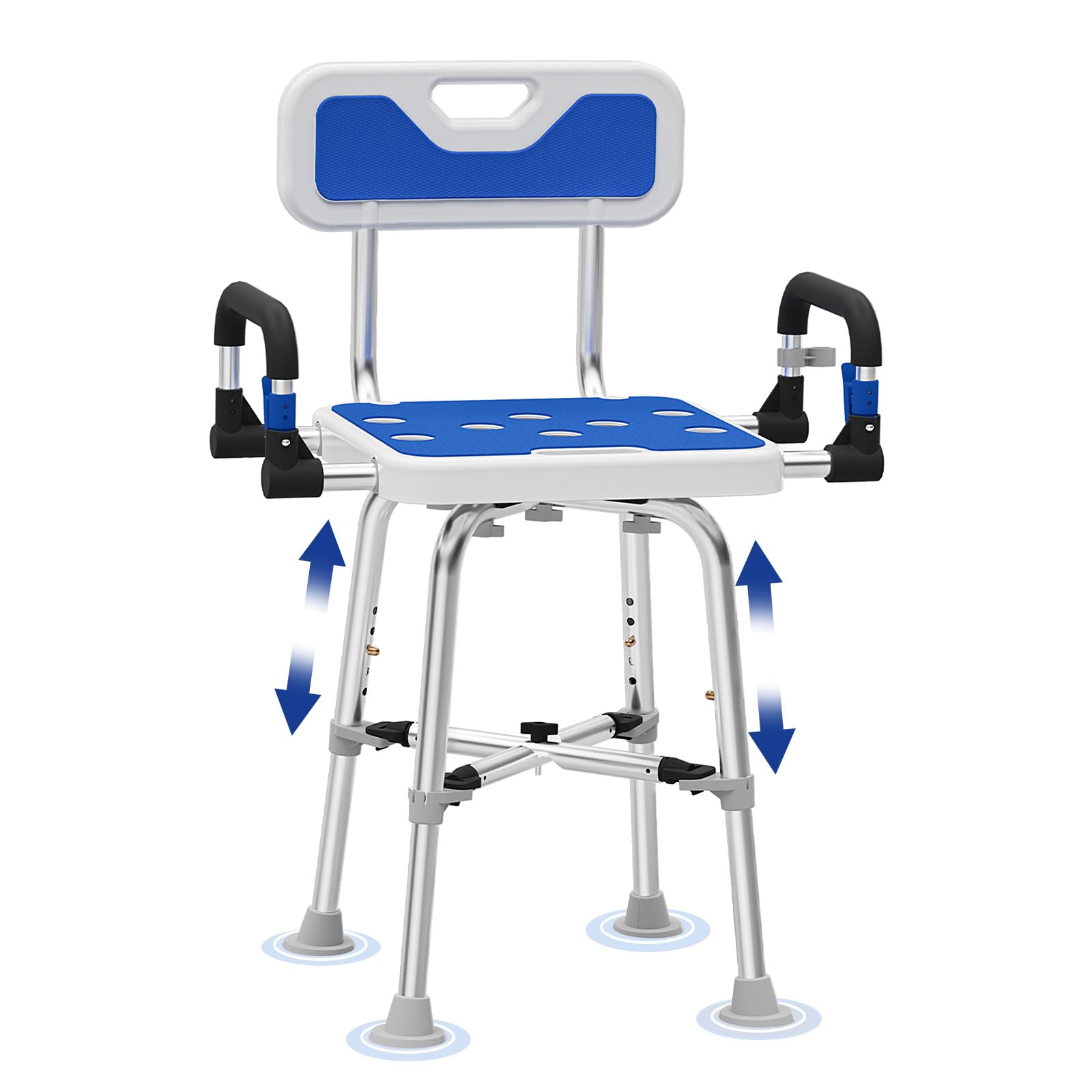 Shower Chair for Seniors Elderly Handicap Disabled Or Bariatric Adults, Heavy Duty 500 Lbs,Bench Seat for Inside Shower Stall and Bathroom Bath Tub with Arms and Back Adjustable Stool Chairs