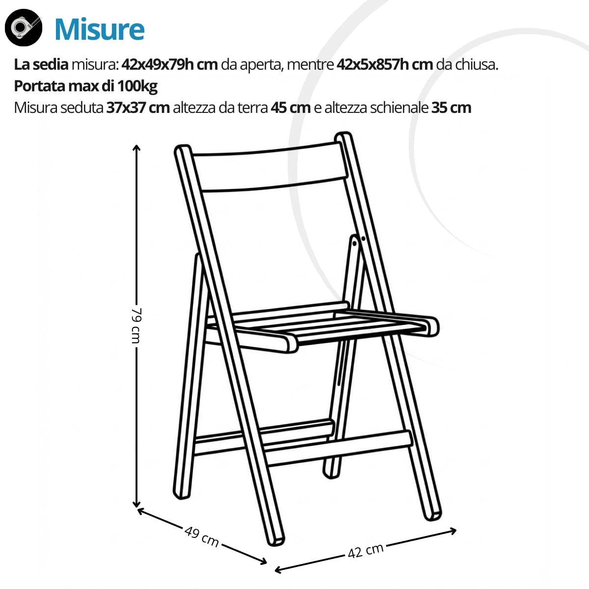 Tomaino - Sedia pieghevole in legno Sedia da cucina libro salvaspazio - 4PZ (Tortora)