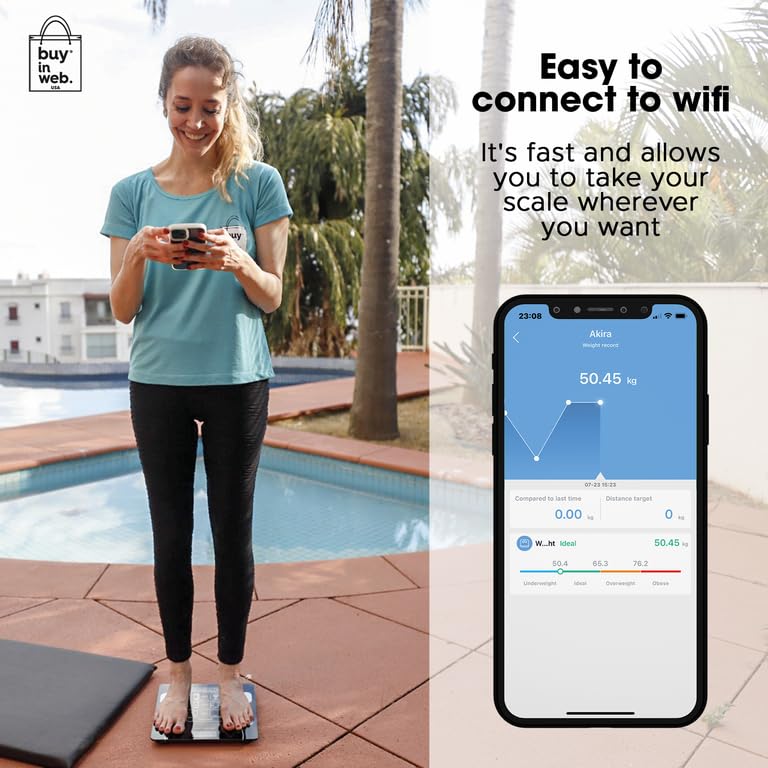 Miniatura 2 de BUY IN WEB Báscula inteligente de EE. UU. para peso corporal y grasa, monitor electrónico de composición corporal, 18 aplicaciones de análisis,