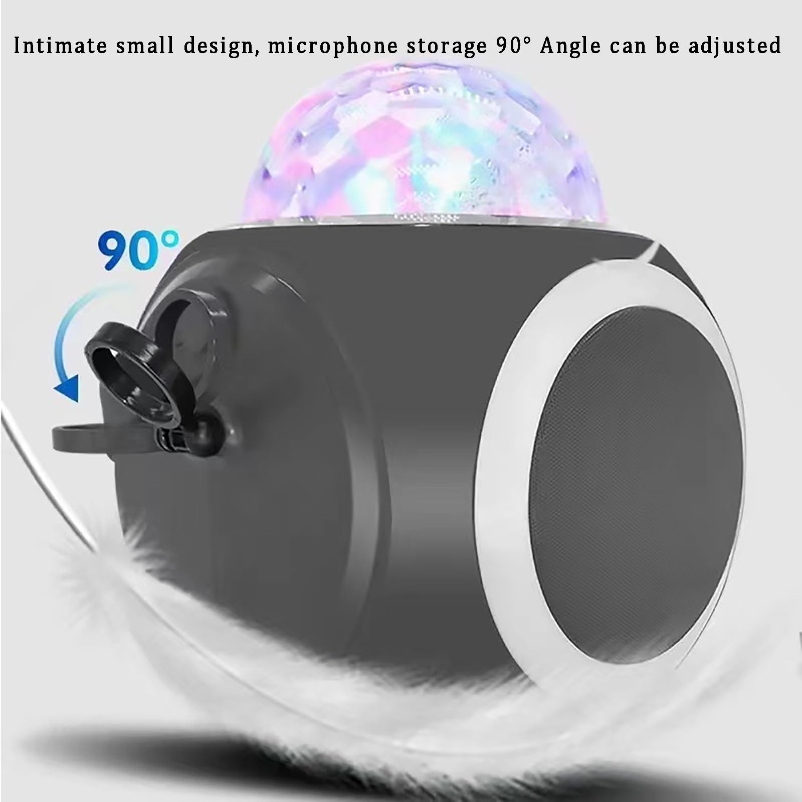 Przenośny głośnik do karaoke Bluetooth, sprzęt do karaoke ze światłami dyskotekowymi i 2 mikrofonami bezprzewodowymi, 3 rodzaje regulacji światła LED (Black)