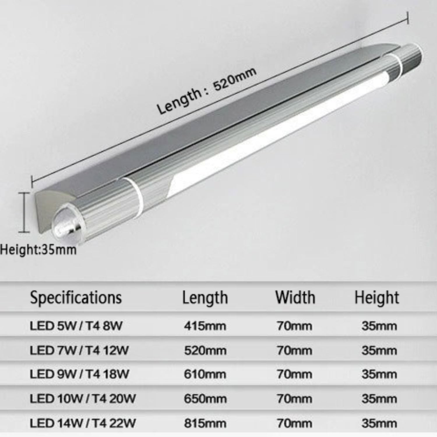 Lampada da Specchio in Acciaio Inox per Bagno Applique Bagno Specchio Moderno Sconce da Parete per Trucco Girevole di 360° Luce Specchio Bagno LED Impermeabile IP44 per Make-Up e Rasatura