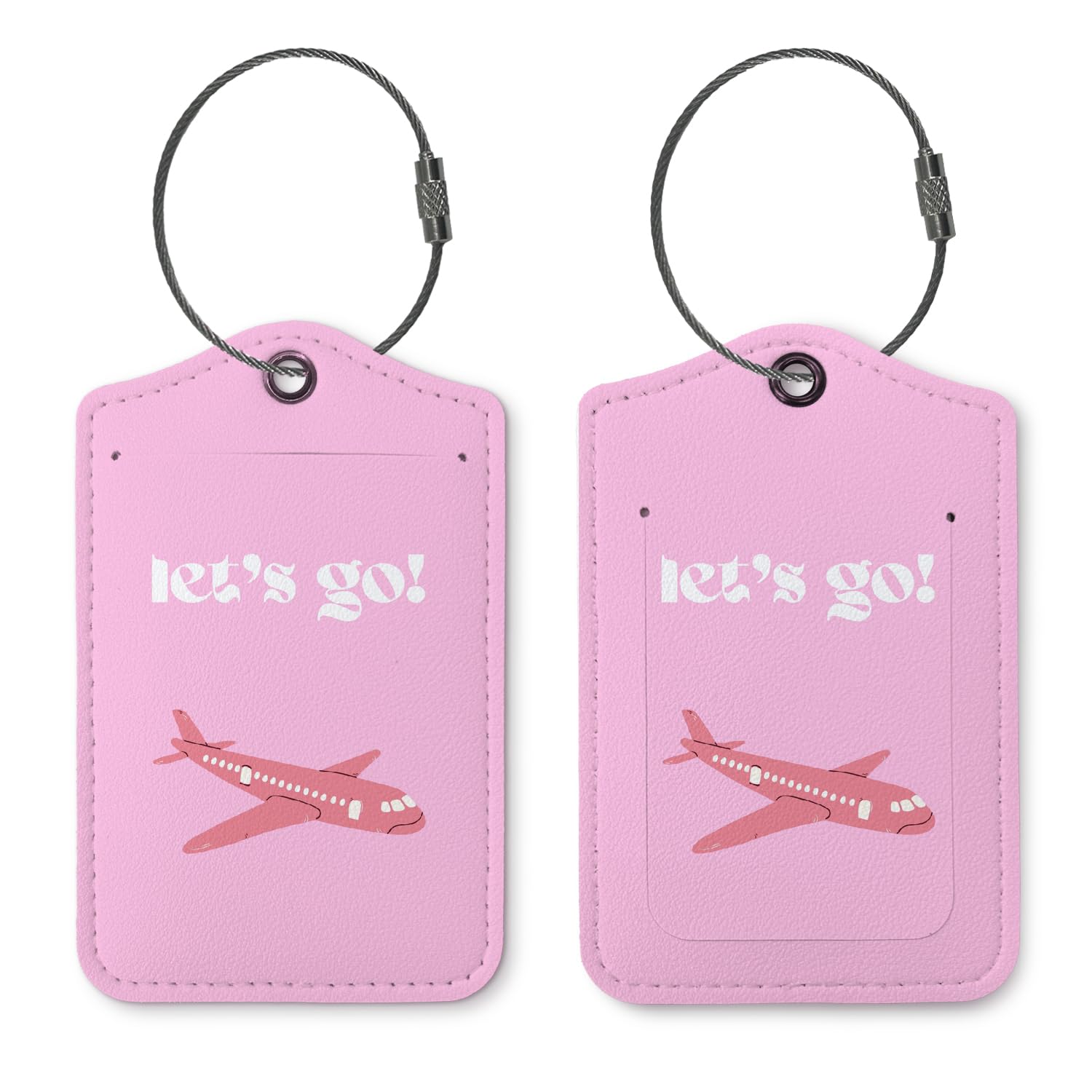 ZFQ Luggage Tags for Suitcases, Pink Trendy Travel Gifts,Preppy 2 Pack Baggage Tag,Handbag School Bag Backpack Traveling Accessories,Teen Girl Gifts
