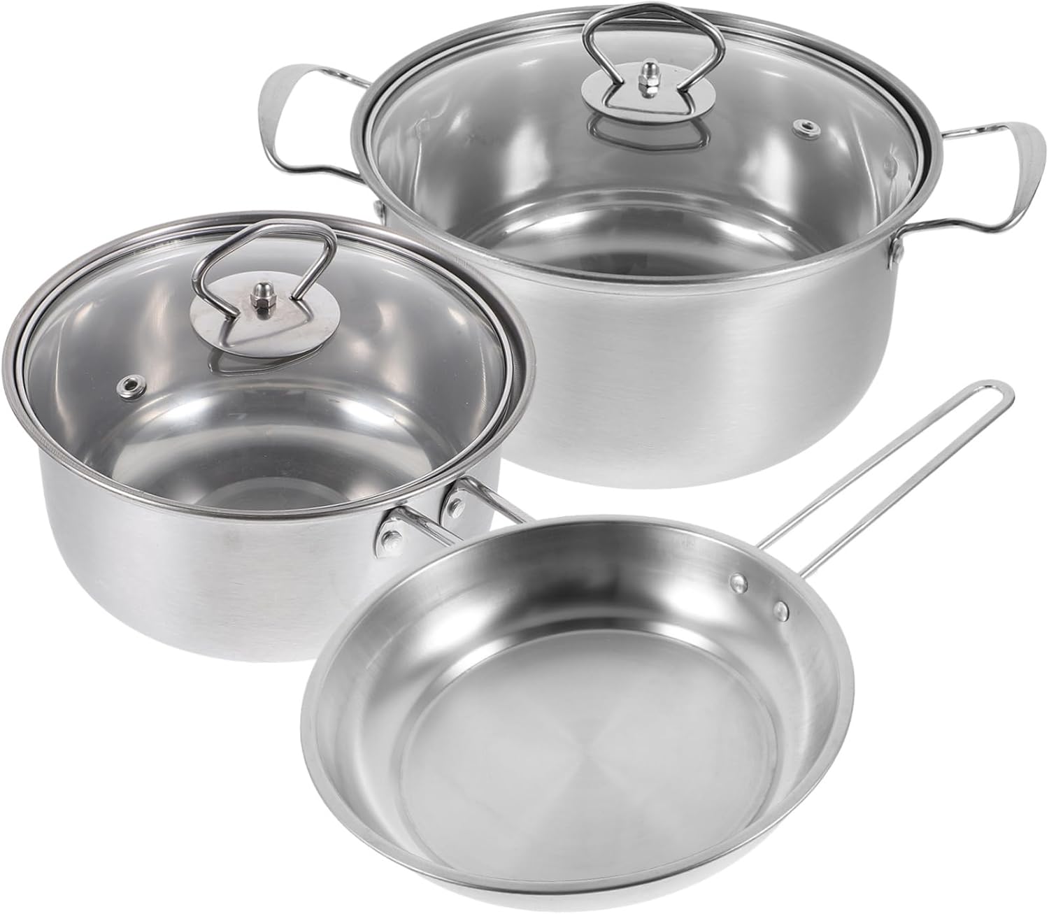 Ciieeo Stainless Steel Cookware Set with Milk Pan Soup Pot Frying Pan Thick Bottom for Even Heating Resistant Multi Functional Kitchen Pots for and Cleaning