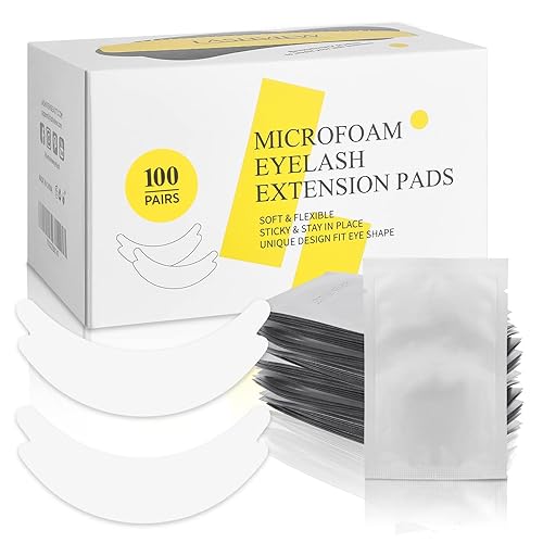 LASHVIEW 100 pares de almohadillas para los ojos, almohadillas debajo de los ojos para extensión de pestañas, almohadillas de microespuma, natural
