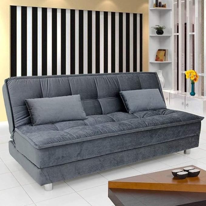 CASASTYLE Gaiety 3 Seater Fabric Sleeper Supersoft Sofa Cum Bed - (Grey)