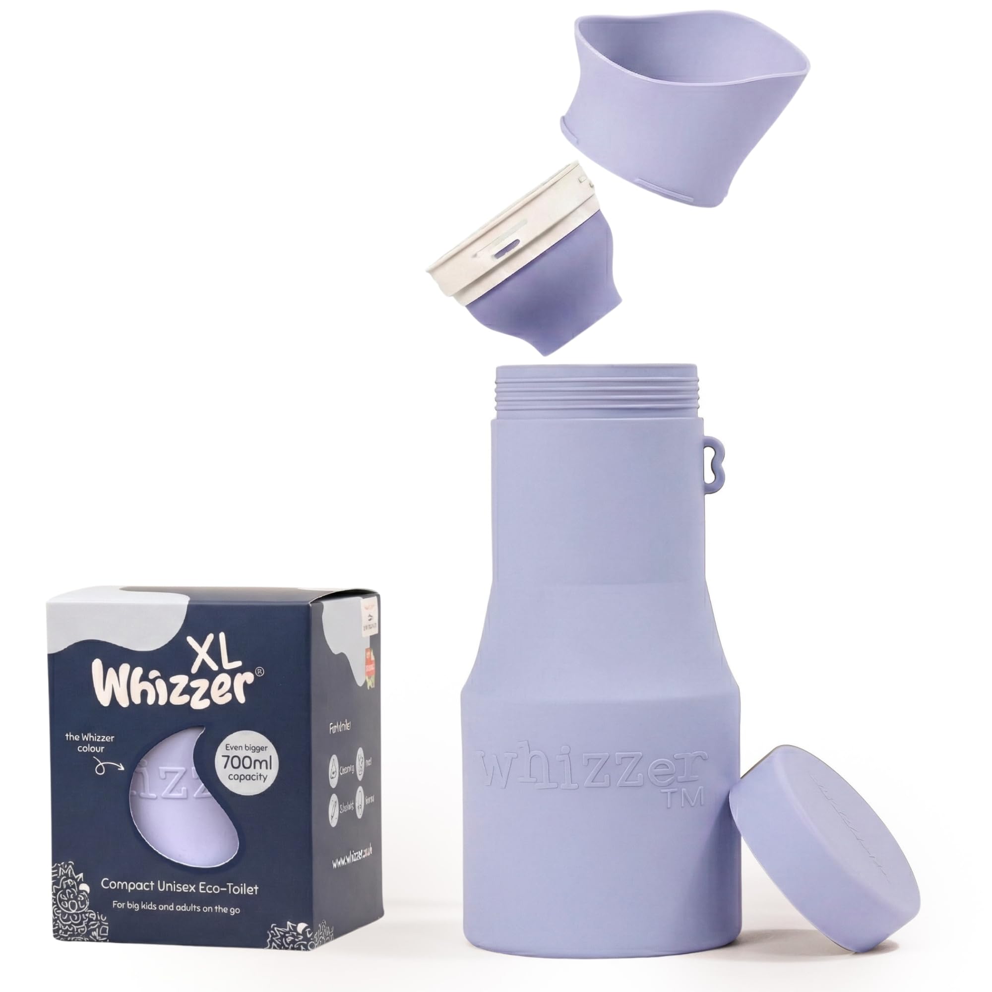 Whizzer™ - Discreet Portable Toilet For Adults - Seen on Dragons Den - Travel Essentials for Festivals, Camping, Caravans & Travel - Silicone Pee Bottle for Men & Women - Portable & Leakproof - 700ml — image 1