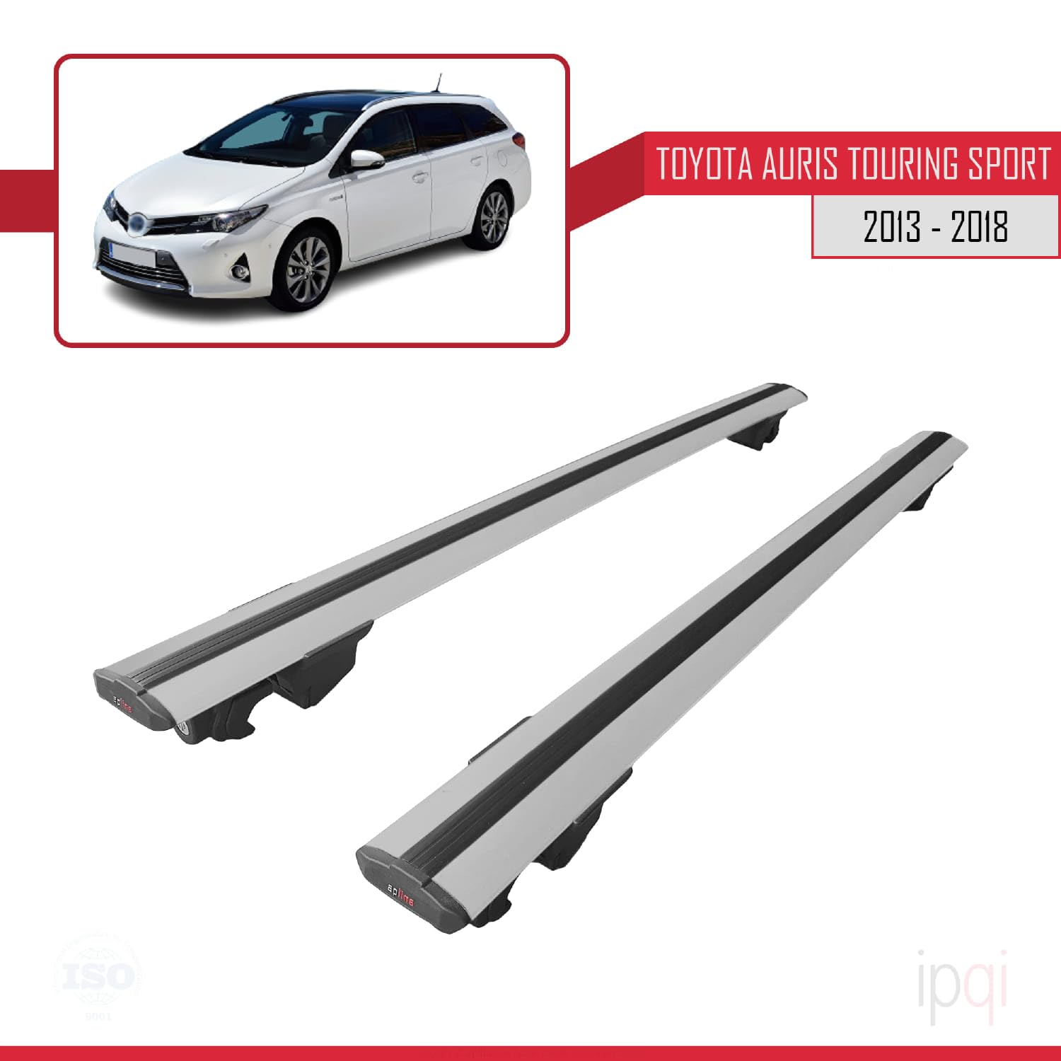RE&AR Tuning Compatible con Toyota Auris Touring Sport 2013-2018 Barras de Techo Portaequipajes Hook Barras Transversales con Cerradura Aluminio Gris