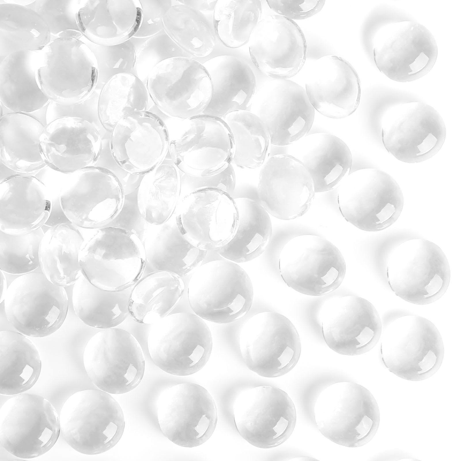 VGOODALL Clear Glass Pebbles 420-Pack 1.9kg｜1.5-2cm Crystal Stones for Aquarium Gravel, Vase Filler, Hydroponics & Home Decor