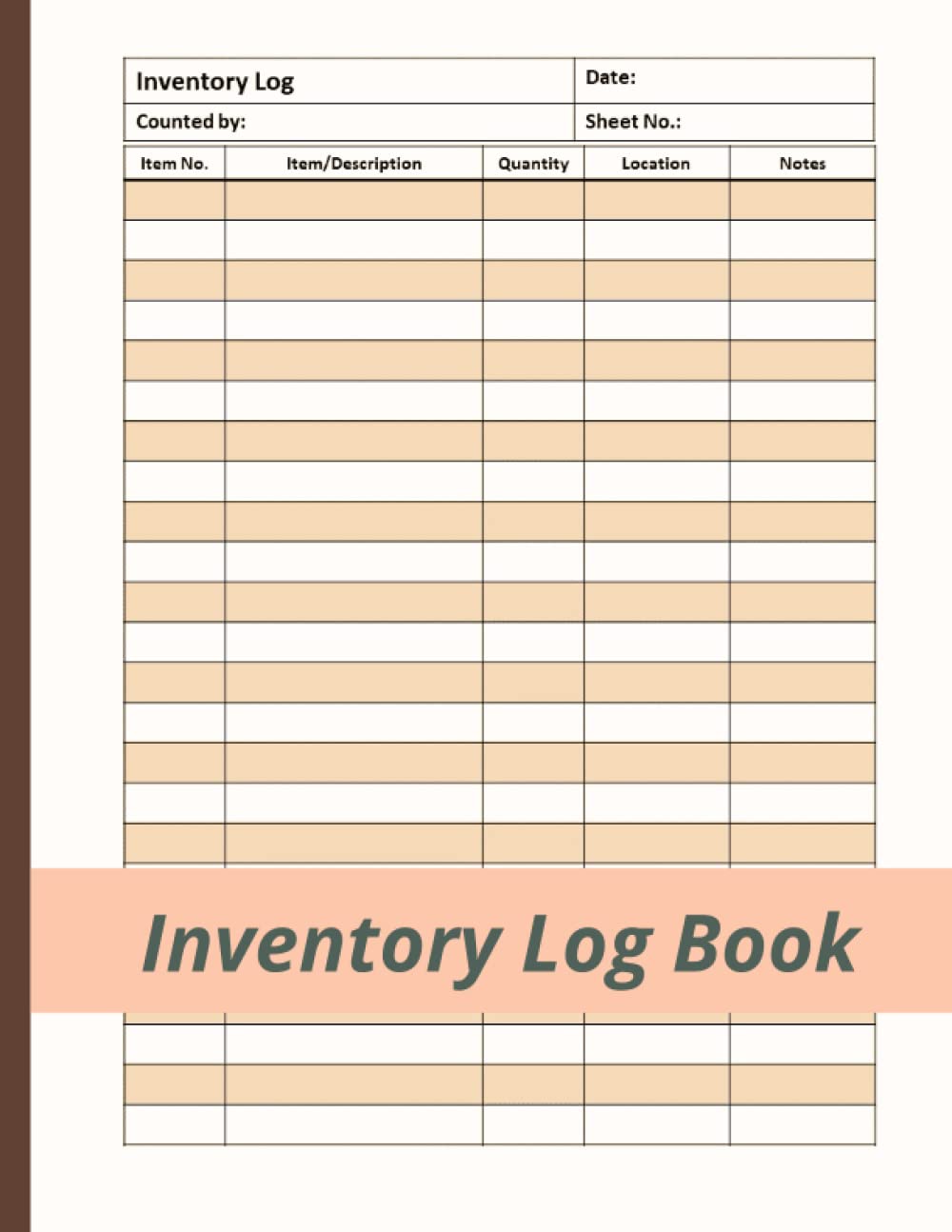 Inventory Log: Inventory Logbook, 8.5 x 11 Stock & Product Tracker For Small Business, Restaurant, Shop, Home Business - 120 Pages - Banded Rows