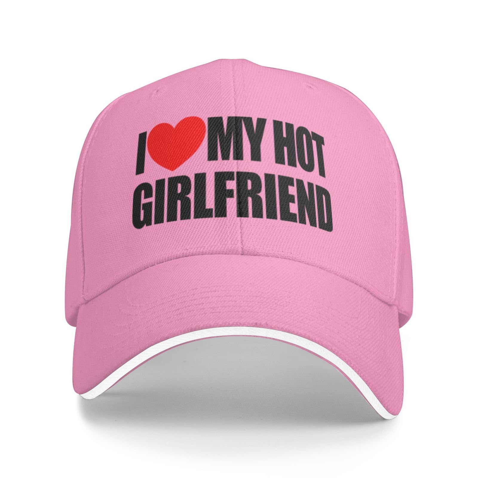 Melbrakin Heart I Love My Hot Girlfriend Baseball Cap Dad Hat Trucker Hats for Men Womenn Pink