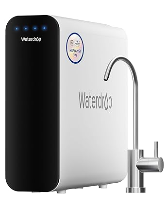 Waterdrop TSU 0.01 Micron Ultra Filtration Under Sink Water Filter System, 3-Stage Tankless Under Sink Water Filtration System with Faucet, Smart Panel, Not Lower TDS, Drilling Required