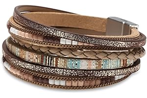 Stunning Leather Bracelet with Crystals: Adorn Your Wrist with Boho Grace