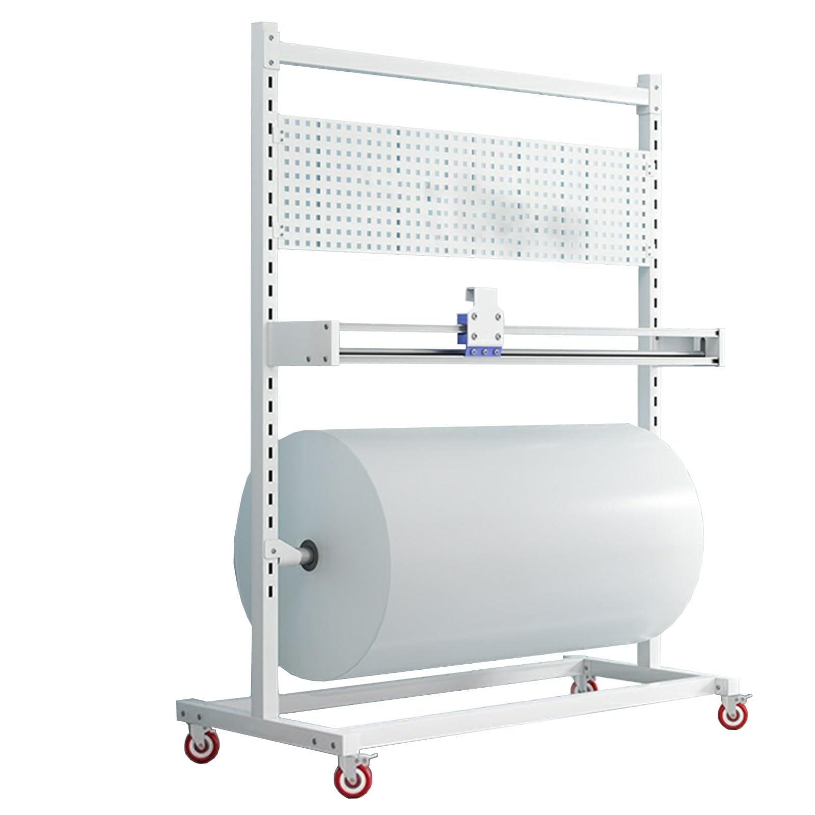 Scaffale di stoccaggio del rotolo del tessuto resistente con taglierina regolabile della carta da imballaggio per l'imballaggio efficiente e la spedizione in magazzino o officina