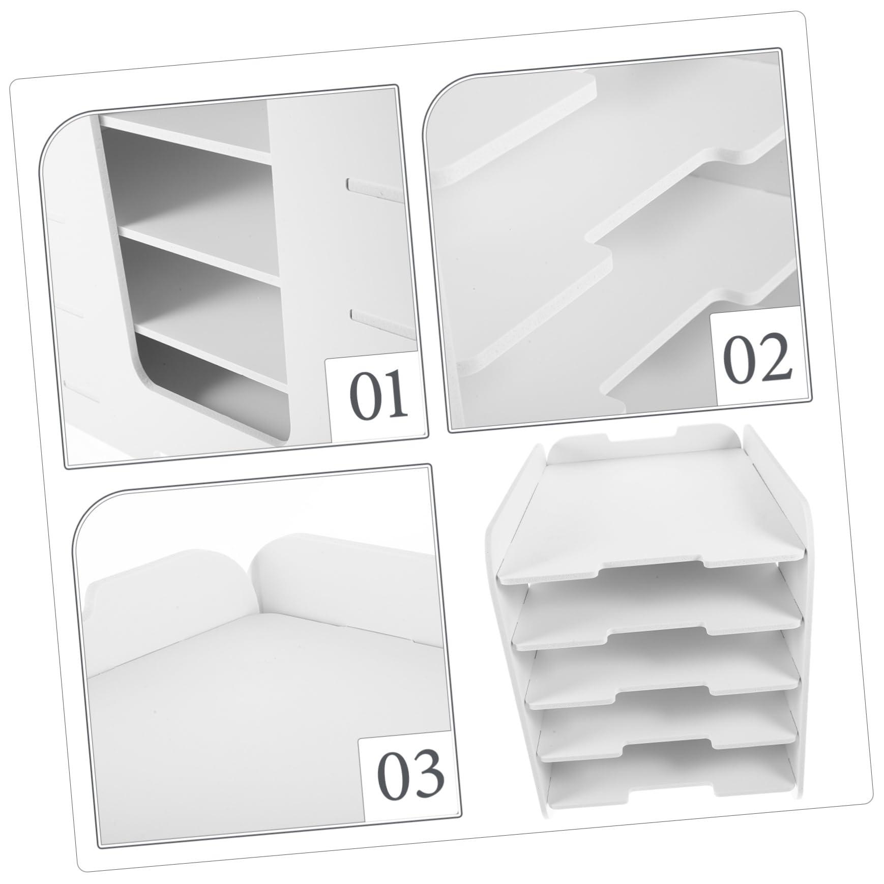 Stapelbarer A4-dokumentenorganizer, 5 Ebenen, Weiß | Holz Kunststoff Verbund, für Schreibtisch, Große Kapazität, Büroablage zur Dokumentenaufbewahrung