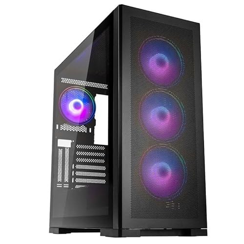 Kolink Unity Meshbay ARGB PC-Gehäuse, Mesh- und Glas-Paneele, ARGB-Lüfter, Halbe Netzteil-Hülle, SPCC-Stahl, Mid Tower, Schwarz