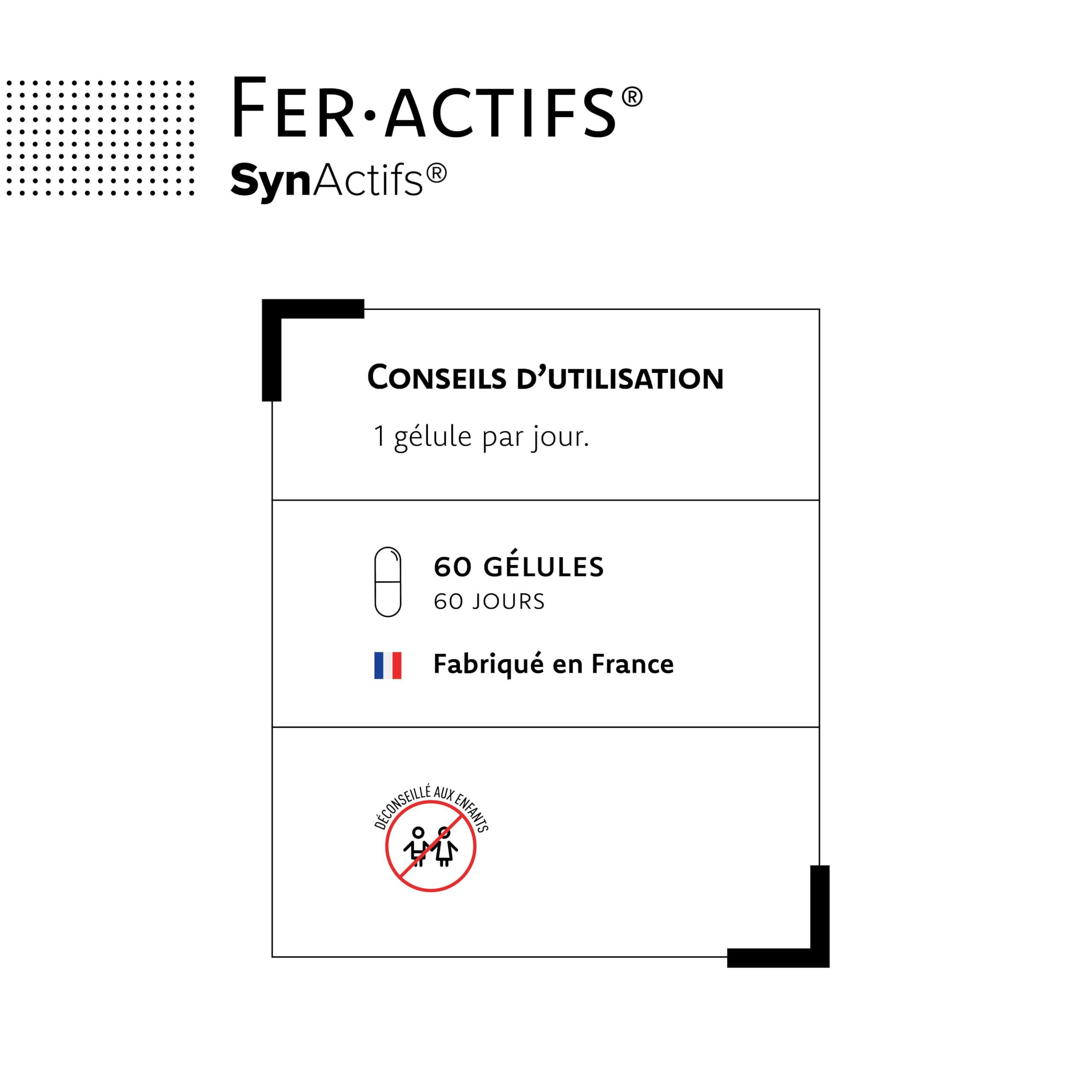 ARAGAN - Synactifs Lot de 2 Feractifs - Complément Alimentaire Anti-Fatigue - Tonus et Vitalité - Fer Bisglycinate, Cuivre et Vitamine C - 120 gélules - 4 mois de prise - Fabriqué en France