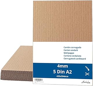 5 Stück braune Wellpappe DIN A2 - Karton 4mm dick (42 x 59,4 cm) - Zum Verpacken und Basteln