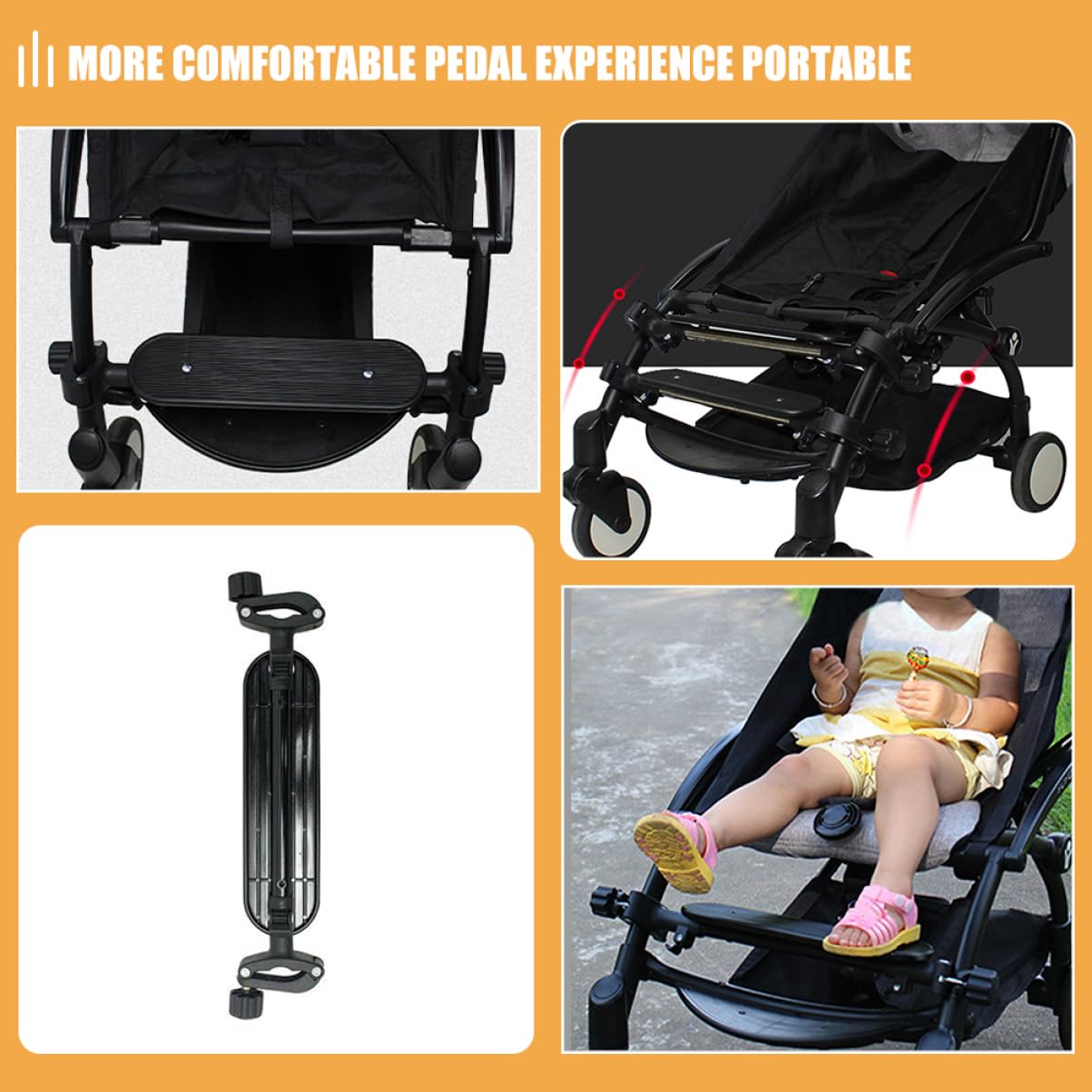 Housoutil Reposapiés Ajustable para Cochecito de Ñiño, Pedal de Repuesto de Plástico Fácil de Instalar, Accesorio Duradero para Soporte de Pies en Carros para Bebés