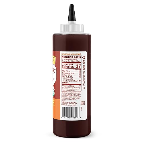 Miniatura 7 de Salsa barbacoa orgánica  Sin gluten  Apto para paleo  Sin jarabe de maíz o azúcar de caña  Sin sabores añadidos ni MSG (paquete de 2) salsa vegana