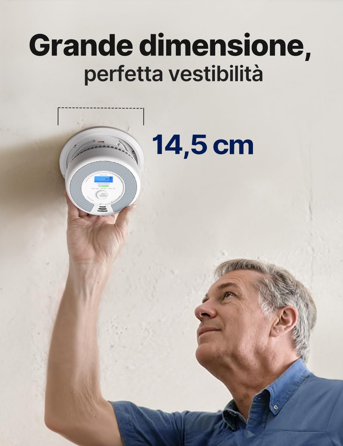 X-Sense Rilevatore di fumo e monossido di carbonio, allarme indipendente, 10 anni di durata con batteria integrata, sensore combinato con pulsante di test, EN 14604 e EN 50291 standard conformi, SC07