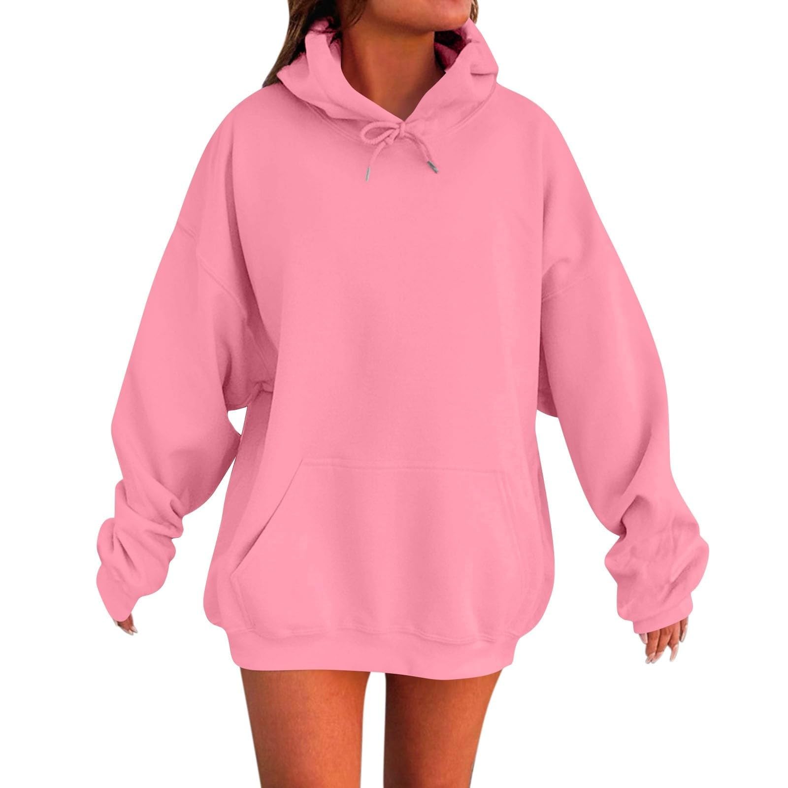 Felpa Donna Con Cappuccio Top Lungo A Manica Lunga Tinta Unita Maglione | Maglioni Da Donna Oversize Basic Pullover Hoodie Con Coulisse Sweatshirt Morbida Sweater Caldo Inverno Felpe Con Tasca