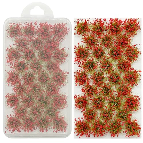 Woohome 32 PCS Red Artificial Grass Tufts, Static Grass Model Grass, Railway, DIY Landscape, Train Scenery