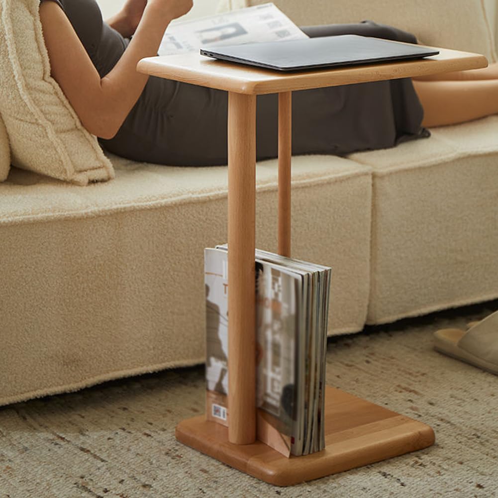 SXZenSpace Wood Small C-Shaped End Table,Couch Table That Slide under for Space,Small Side Tv Trays Living Room, Bedroom,Study,wood