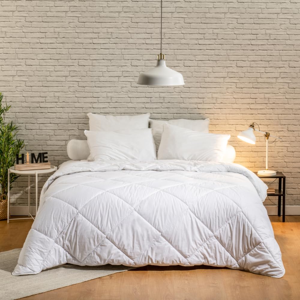 Bleu Câlin Microfibre/Polyester Duvet, White, white, 220 x 240 cm
