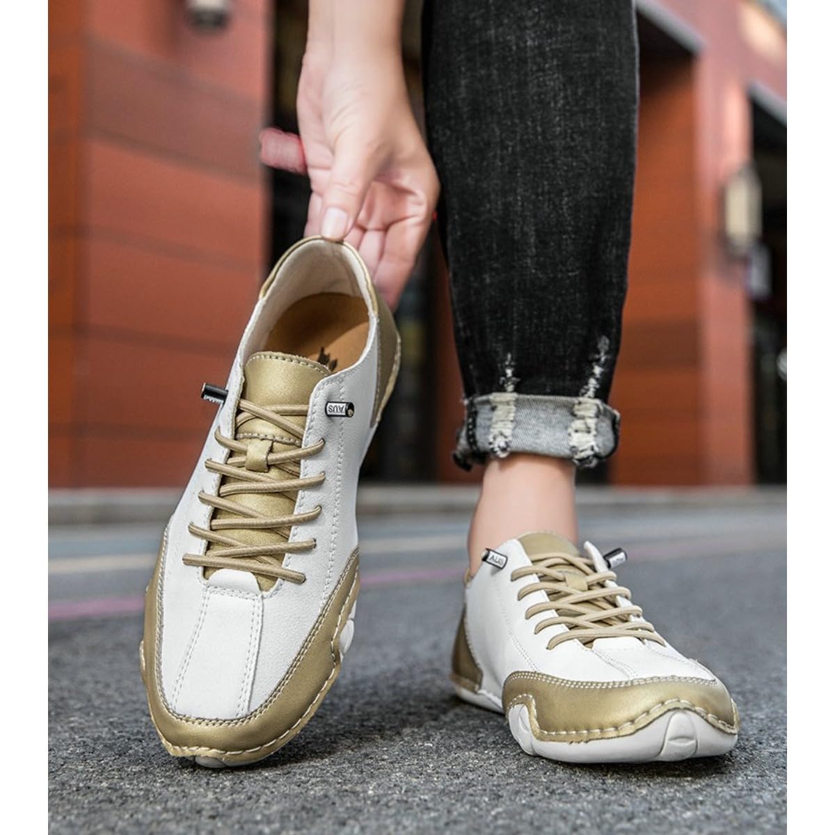Handgefertigte Leder-Low-Top-Wanderschuhe für Herren und Damen