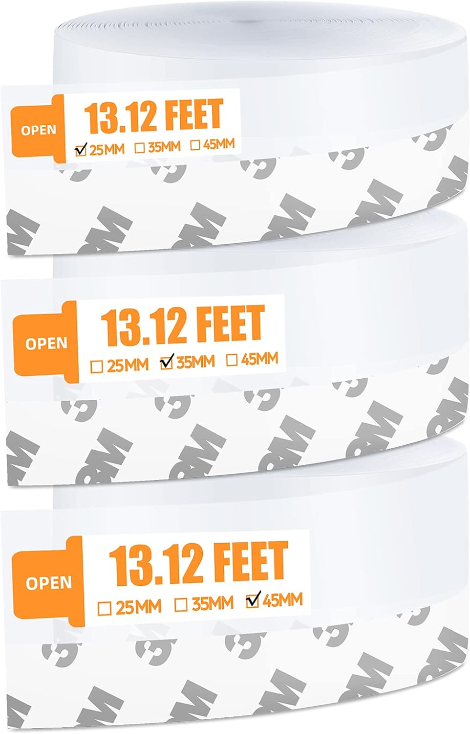 Weather Stripping Door Seal, 39.37 Feet Window Insulation Tape Silicone Seal Strip, Weatherproof Soundproof Self Adhesive Draft Stopper for Window Seal Door Bottom Seal & Shower Glass Gaps, 3 Rolls