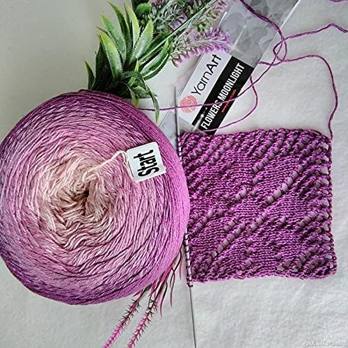 Image of YarnArt Flowers Moonlight Glitter Cotton Yarn, Soft, Rainbow Crochet, Metallic Lurex handknit Shiny, Silvery Cake, Multicolor Cotton, 1 Skein Weight 9.17oz Lenght 393.7 inches,1 Fine Yarn (3283)