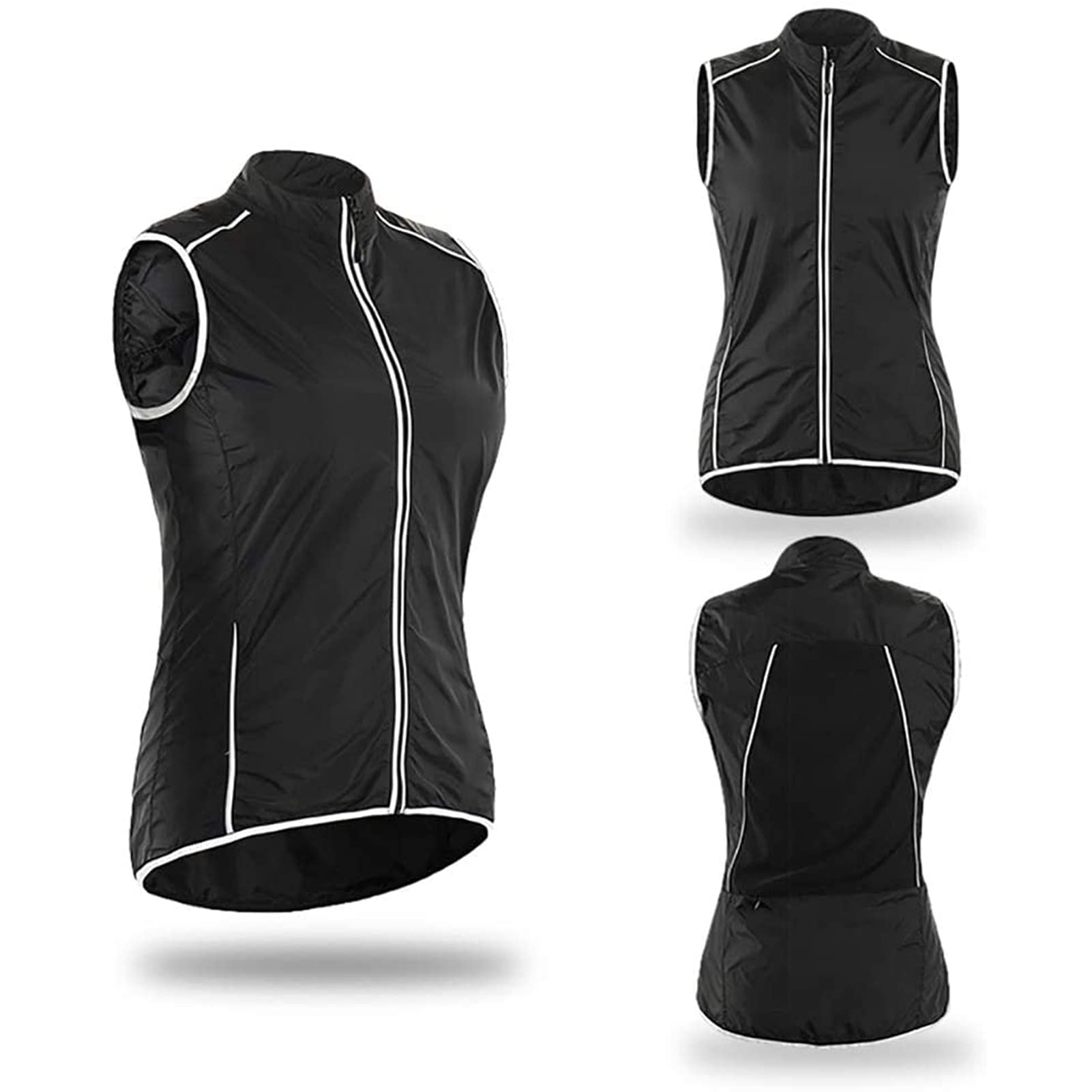 IQOAIJ Damen Fahrradweste Reflektierend Windstopper Winddicht Laufweste Atmungsaktiv Softshell Outdoor