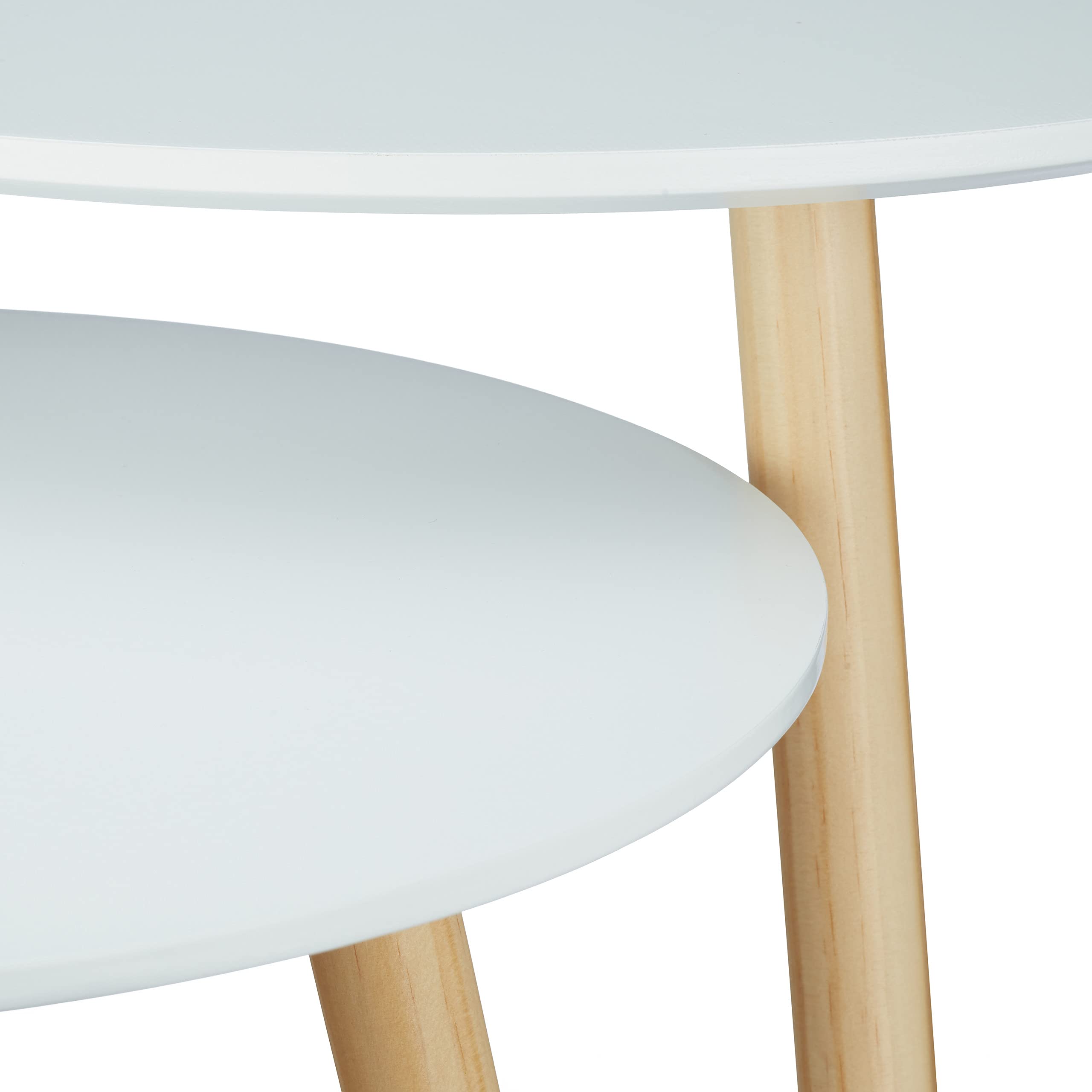 Relaxdays Tavolini da Salotto, Set 2, Stile Scandinavo, Design Anni ‘70, Impilabili, Diametro 39 e 47,5 cm, Bianco