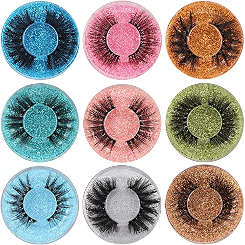 False Eyelashes 3D Faux Mink Lashes Pack 9 Styles Eyelashes 18mm Dramatic Lashes 9 Pairs Soft Reusable Fake Eyelashes Bulk Lashes Wholesale