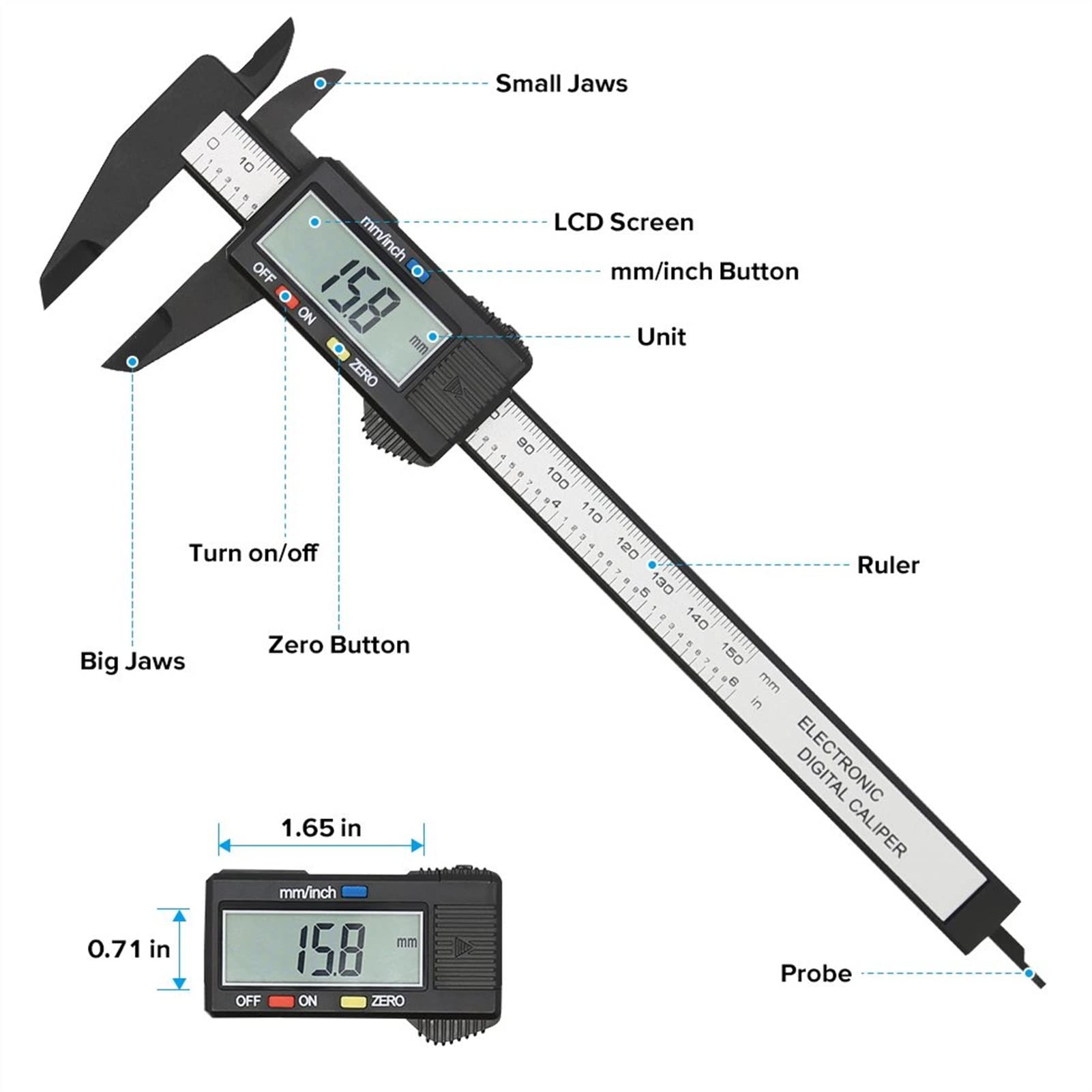 Calibro Digitale 0-100mm - Vernier Elettronico Per Misurazioni Di Precisione, Gioielli E Modellismo - Foto 8