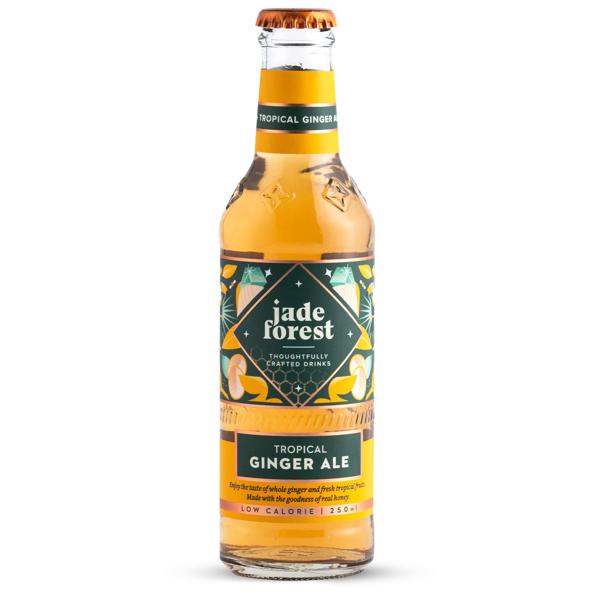 Jade Forest Tropical Ginger Ale, 250 ML, Pack of 24, Low Calorie Tropical Ginger Ale, No Artificial Sweeteners or Flavours