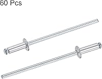 Vista 4 de uxcell Remaches ciegos, remaches de aluminio para decoración de núcleo, 0.094 in de diámetro, 0.236 in, longitud de agarre, tono plateado, 60 piezas