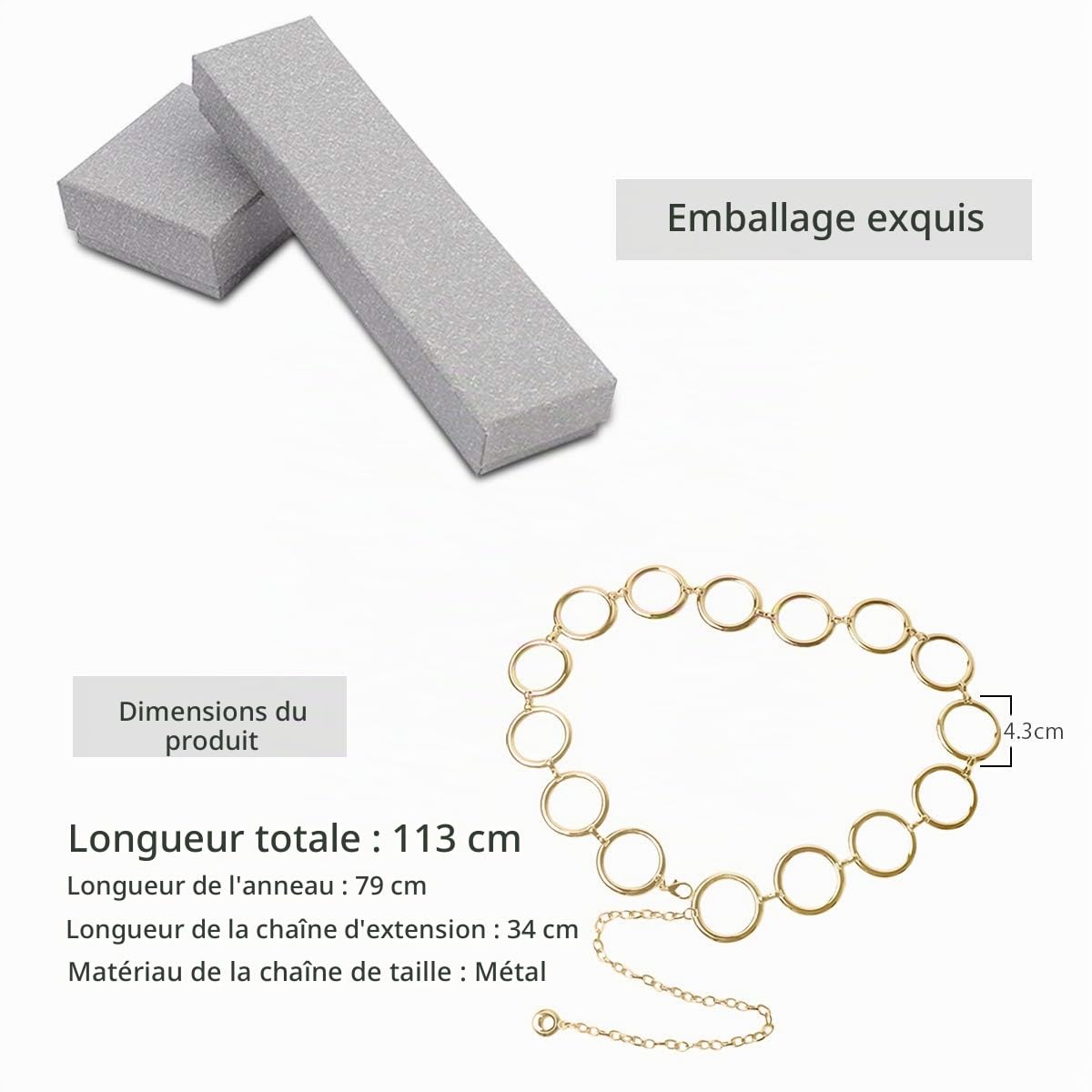 LumiSyne Mode Ceinture Chaîne Pour Femmes Anneau En Métal Chaîne De Taille Or Argenté Réglable Boucle Chaîne De Corps Robe Jeans Chaîne Pour Fête Mariage Quotidienne