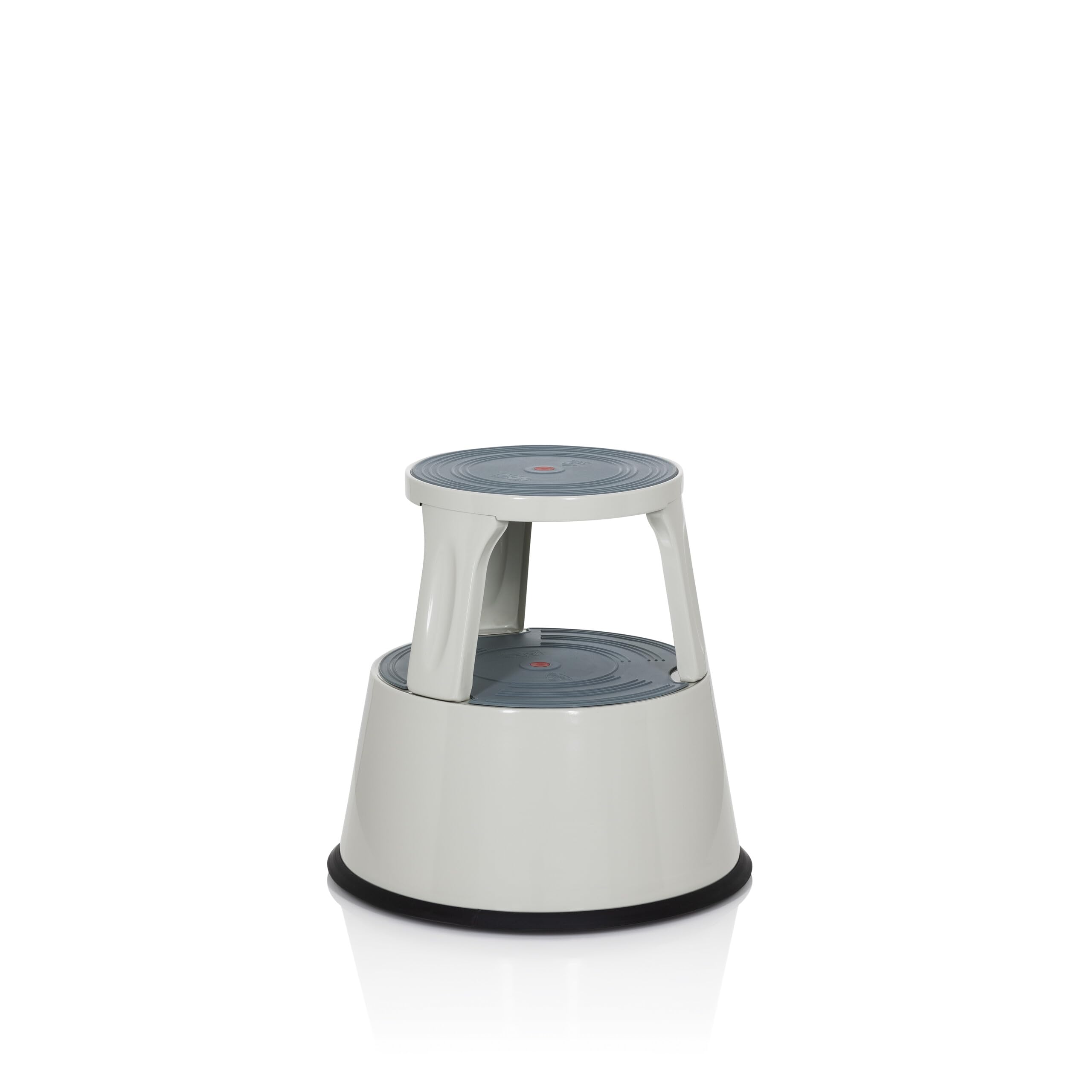 hjh OFFICE 830008 Taburete con Ruedas TIO-M II Metal Gris Claro, Altura 43 cm, soporta hasta 150 kg, Taburete rodante con 2 peldaños